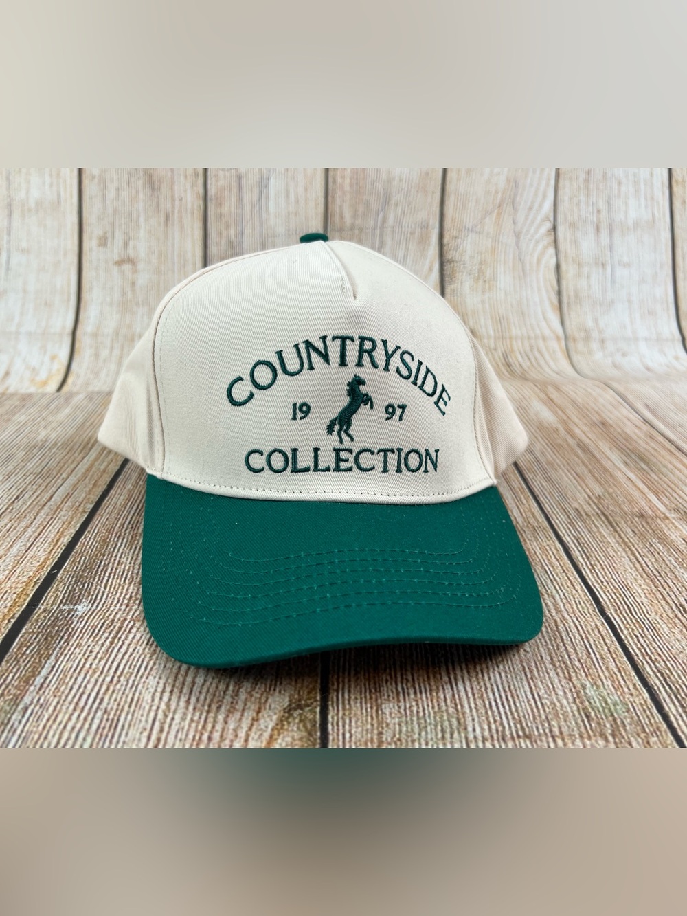 Citrusy Countryside Collection Western Trucker White Green Snapback Hat